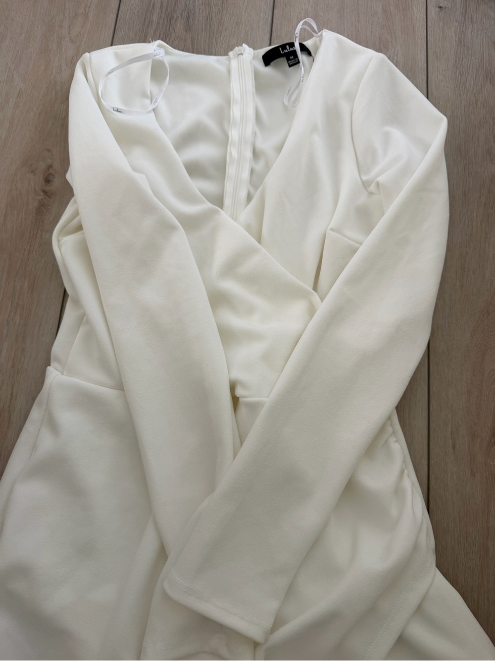 White Long Sleeve Wrap dress romper. New. Gorgeous